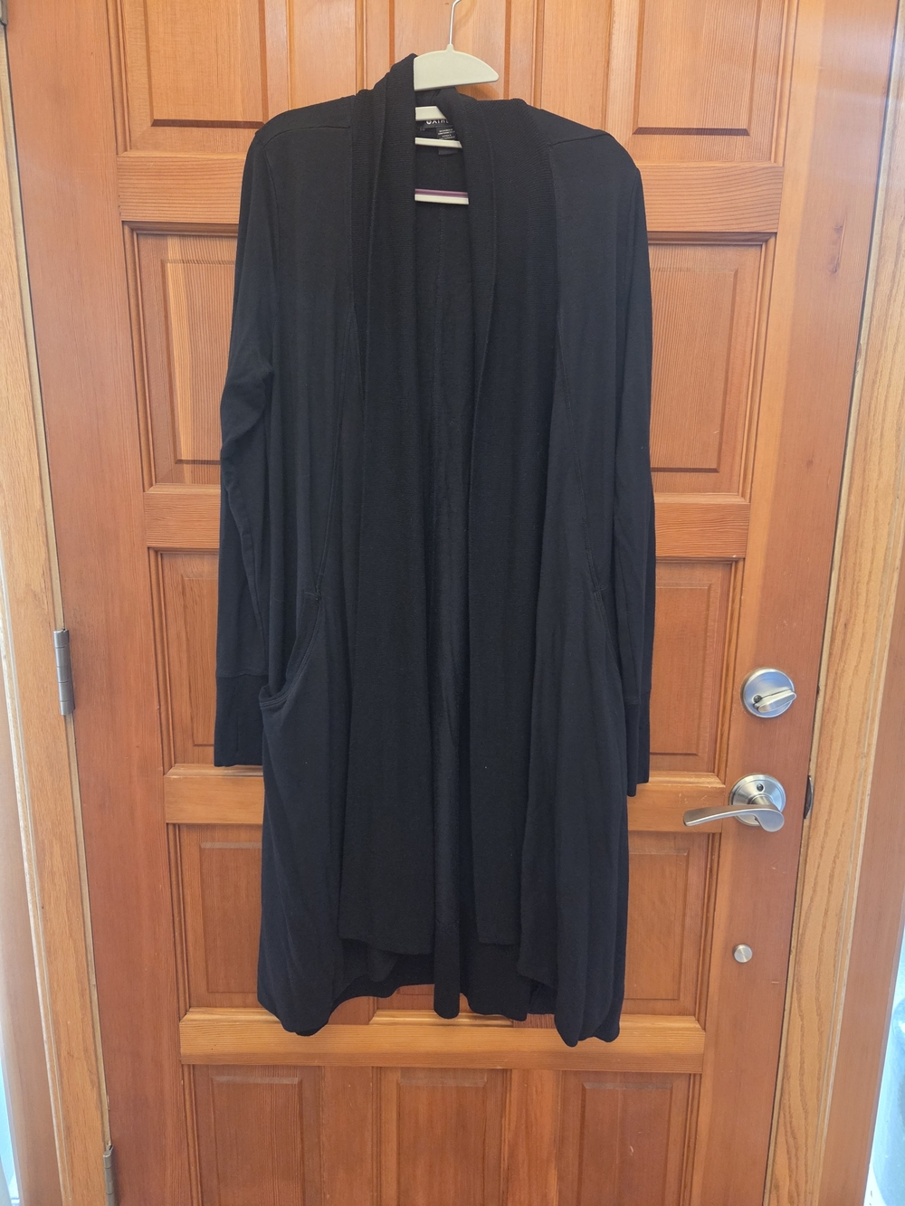 Athleta Black Long Open-Front Cardigan with Pockets